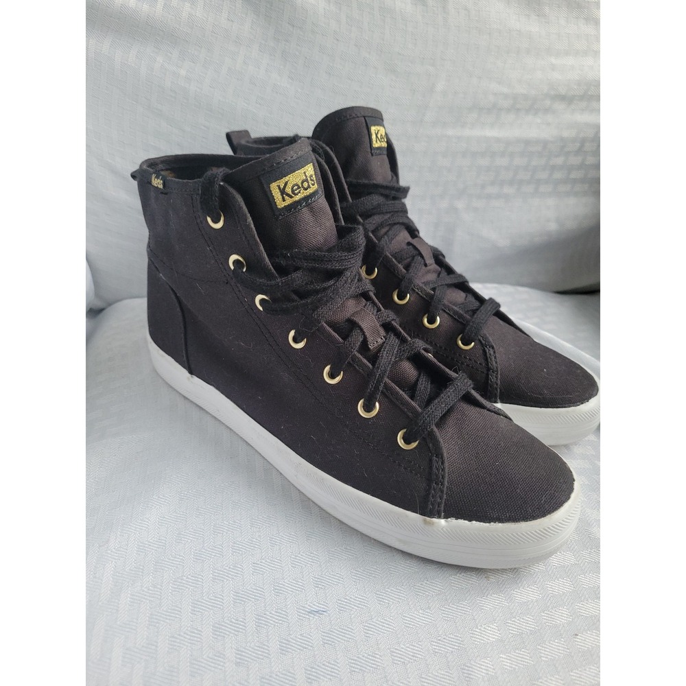 Keds Kickstart Hi Black Canvas Floral Lining High Top Sneakers Womens 8.5